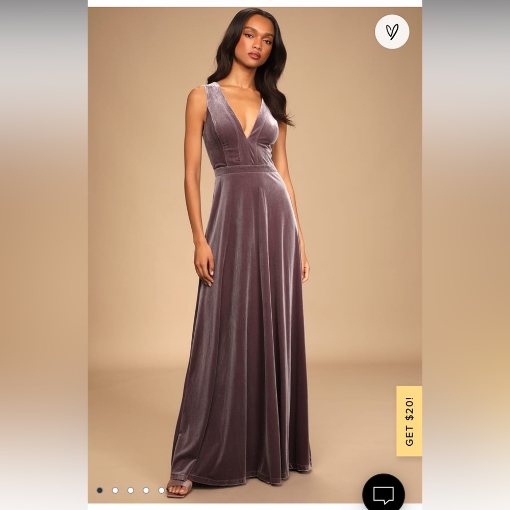 EUC Beautiful Night Dusty Purple Velvet Sleeveless Maxi Dress